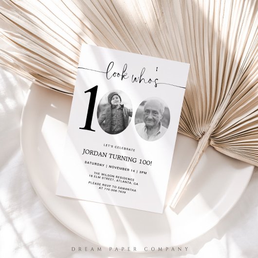 Regardez qui a 100 ans | Photo Invitation du 100e 