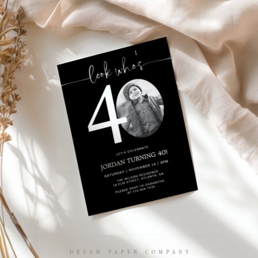 Regardez qui a 40 ans | Noir Invitation du 40e ann
