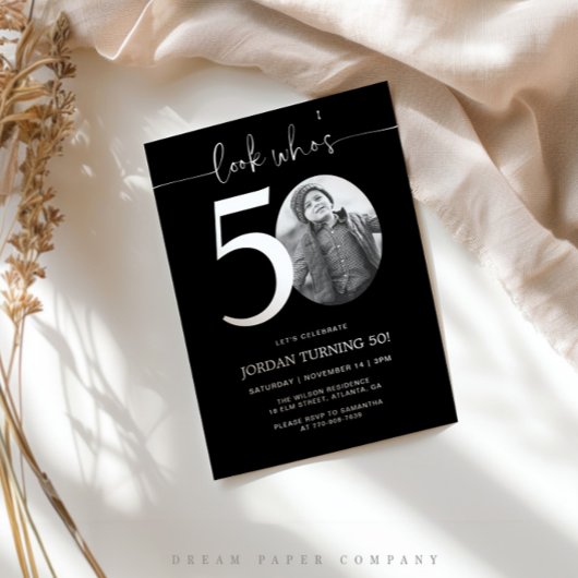 Regardez qui a 50 ans | Noir Invitation de 50e ann