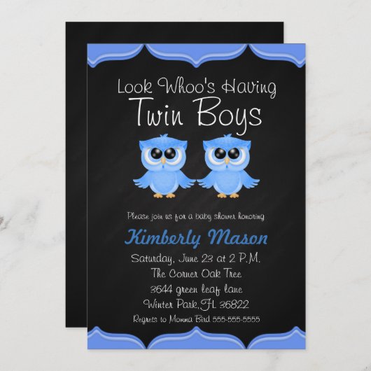 Regardez qui a des Baby showers jumeaux Invitation (Devant / Derrière)