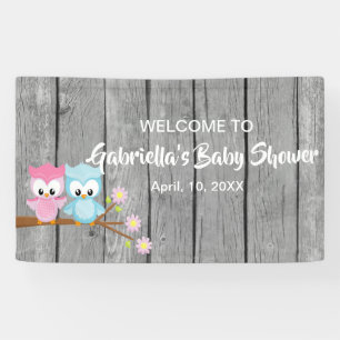 Regardez qui a la bannière de hibou de baby shower
