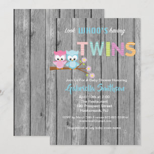 Regardez qui a la carte Baby shower Twins