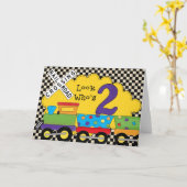 Regardez qui est 2 cartes de train d'anniversaire (Fleur jaune)