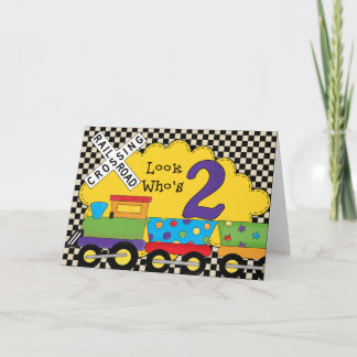 Regardez qui est 2 cartes de train d'anniversaire