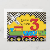Regardez qui est 3 cartes de train d'anniversaire (Devant / Derrière)