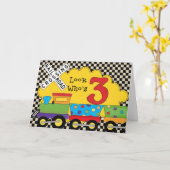 Regardez qui est 3 cartes de train d'anniversaire (Fleur jaune)