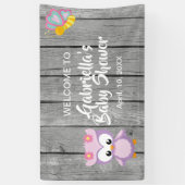 Regardez qui est bannière rose de hibou de baby (Vertical)