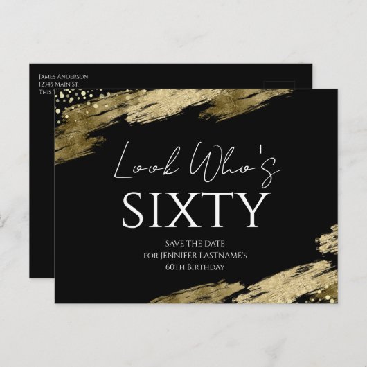Regardez qui est en or noir pour les 60 ans, carte (Devant / Derrière)