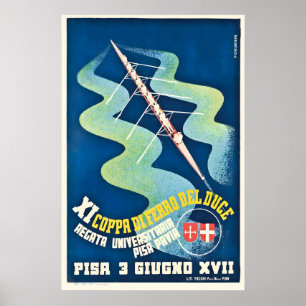 Regatta boot Pisa Italië Racing Vintage Poster