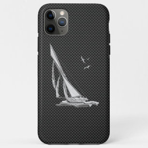 Regatta Sailboat on Carbon Fiber Style iPhone 11 Pro Max Hoesje