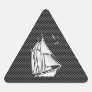 Regatta Sailboat on Carbon Fiber Style Driehoek Sticker
