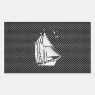 Regatta Sailboat on Carbon Fiber Style Rechthoekige Sticker