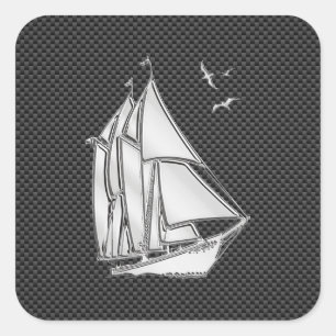 Regatta Sailboat on Carbon Fibre Style Vierkante Sticker