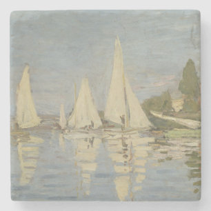 Regatta's bij Argenteuil, Olie Schilderij, Claude Stenen Onderzetter