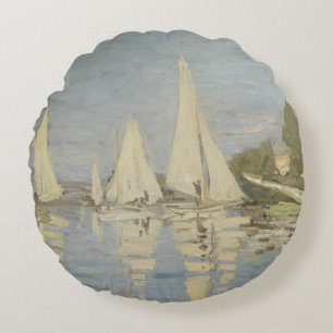 Regatta's bij Argenteuil, Olieverfschilderij, Clau Rond Kussen