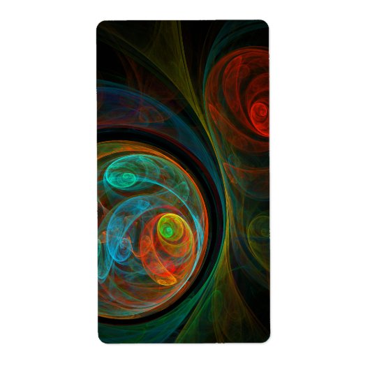 RegeboorBlue Abstract Art Fractal Etiket (Voorkant)