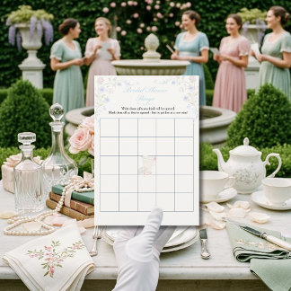 Regegcy Era Floral Bridal Shower Bingo game  Kaart