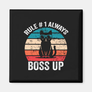 Regel 1 altijd baas up Cat Funny Meme Mannen Vrouw Magneet