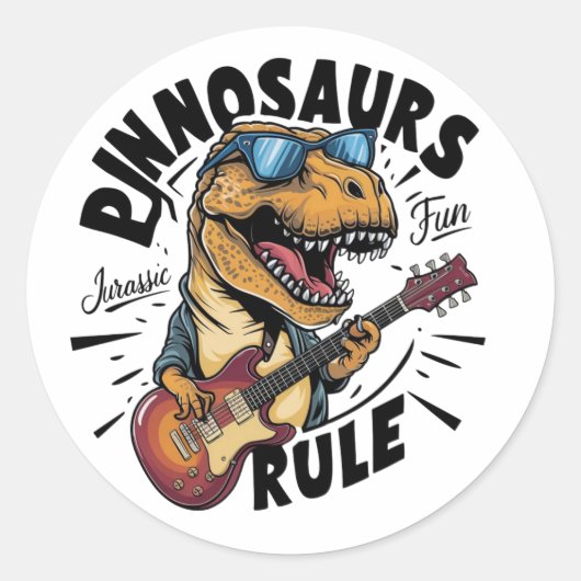 Regel voor dinosauriërs ronde sticker (Voorkant)