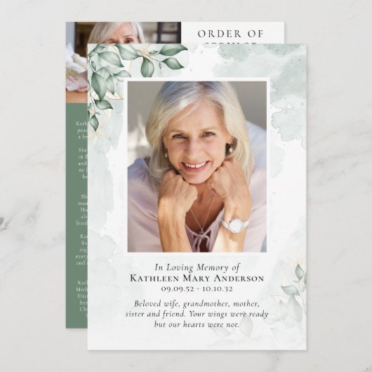 Regeling van de dienst | Foto Eucalyptus Waterverf Programma (Voorkant / Achterkant)