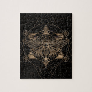 Regelmot in Sacred Geometry - Zwart en goud Legpuzzel