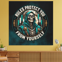 Regels Beschermen Je Tegen Jezelf Teal Smoke Reape Canvas Afdruk