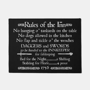Regels van de Inn, 18e eeuwse Innkeeper Sign. Deurmat