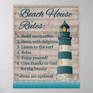 Regels van het Huis van Beach Poster