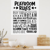 Regels voor afspeelruimte zwart/wit poster (Keuken)