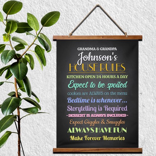 Regels voor grootouders hangend wandkleed