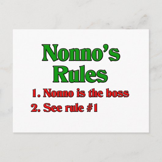 Regels voor nonno (Italiaanse grootvader) Briefkaart (Voorkant)