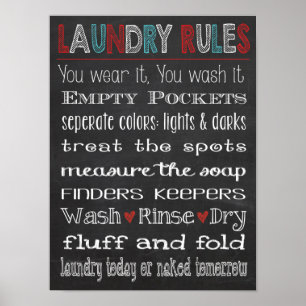 Regels voor waskamer Chalkboard Poster