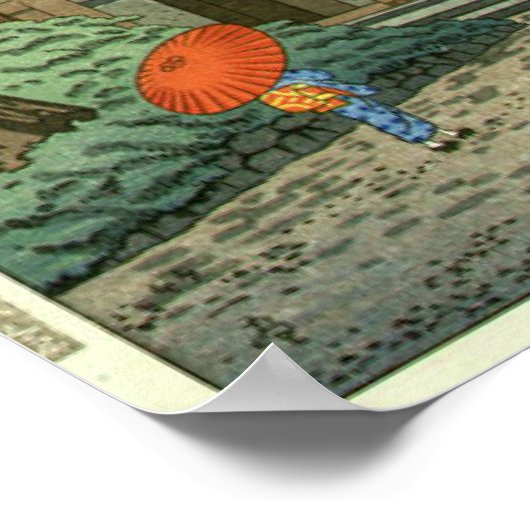 Regen bij Enryakuji Temple Asano Takeji Shin Hanga Poster (Hoek)