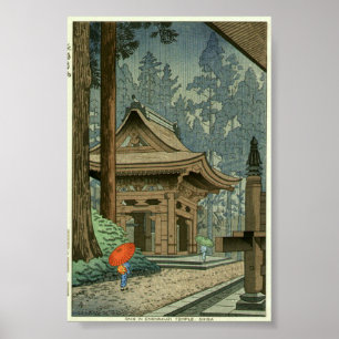 Regen bij Enryakuji Temple Shin Hanga Print