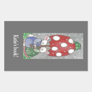 Regen Bunnies bookplate Rechthoekige Sticker