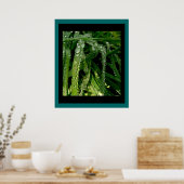 Regen druppels op grasafdrukken poster (Keuken)