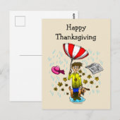 Regen en winderige dag Happy Thanksgiving Briefkaart (Voorkant / Achterkant)