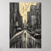 Regen in de stad | AI Art Poster (Voorkant)