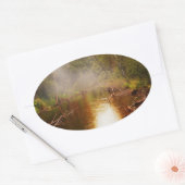 Regen in het bos ovale sticker (Envelop)