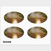 Regen in het bos ovale sticker (Vel)