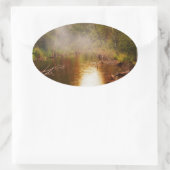 Regen in het bos ovale sticker (Tas)