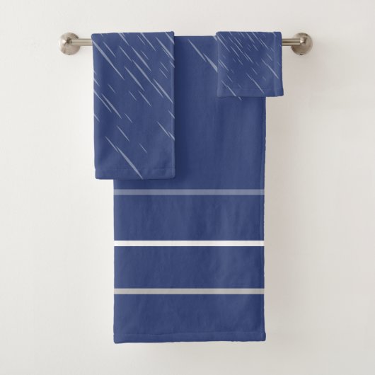 Regen Navy Blue, Stripes Pattern Bad Handdoek (Insitu)