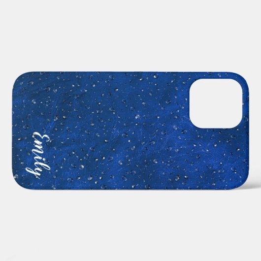 Regen op blauw leder Case-Mate iPhone case (Achterkant (horizontaal))