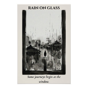 Regen op Glas — Sumi-e Inktwassing Perfect Poster