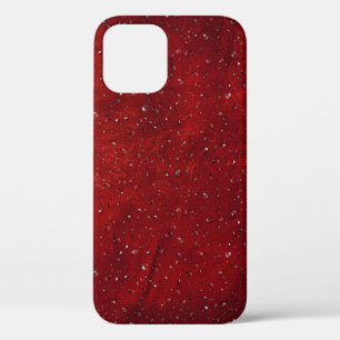 Regen op Rode Leer iPhone 12 Hoesje