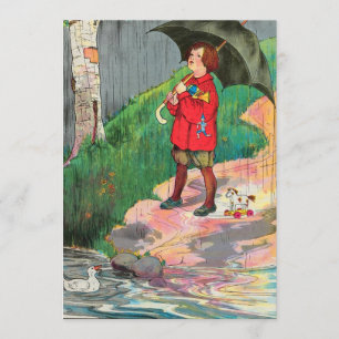 Regen, regenen, weggaan, weer een dag komen kaart