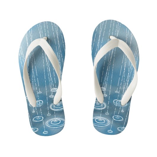 Regen Storm blauw Kinder Teenslippers (Voetbed)