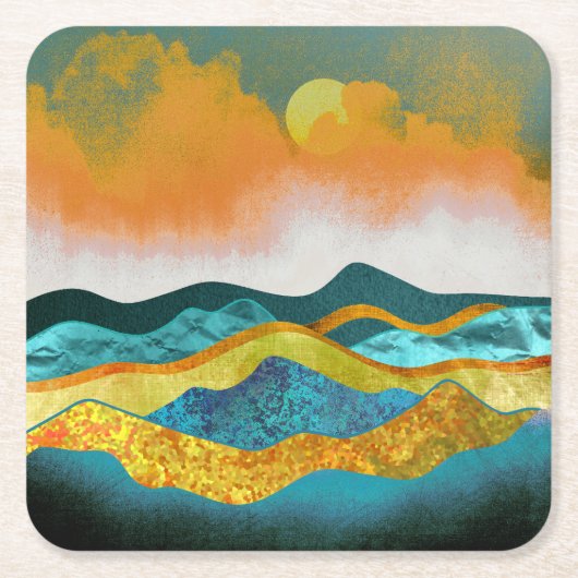 Regen Storm Vierkante Kartonnen Onderzetter (Voorkant)