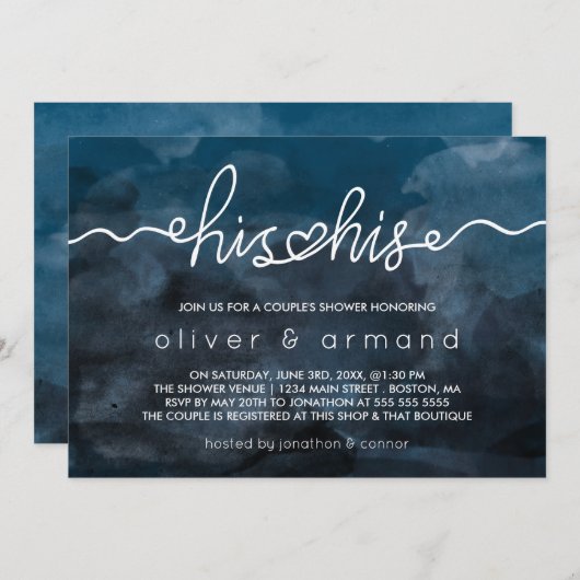 Regen Storm Waterverf Zijn & Zijn Koppel Bruiloft Kaart (Voorkant / Achterkant)