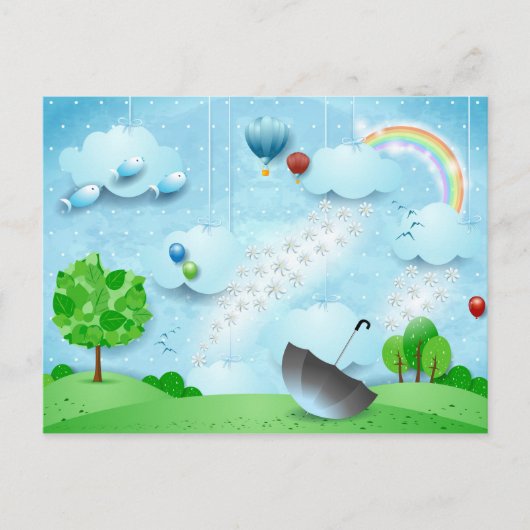 Regen van bloemen briefkaart (Voorkant)